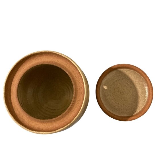 Studio Pottery Terra Cotta Garlic Storage Keeper Jar Container With Lid - Picture 7 of 9